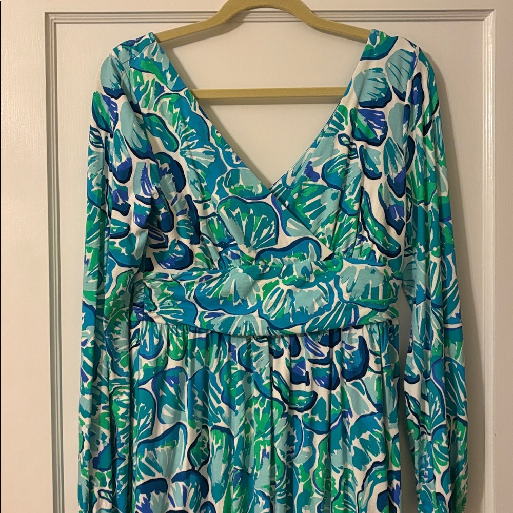 Lilly Pulitzer Teal and Green Floral Dress